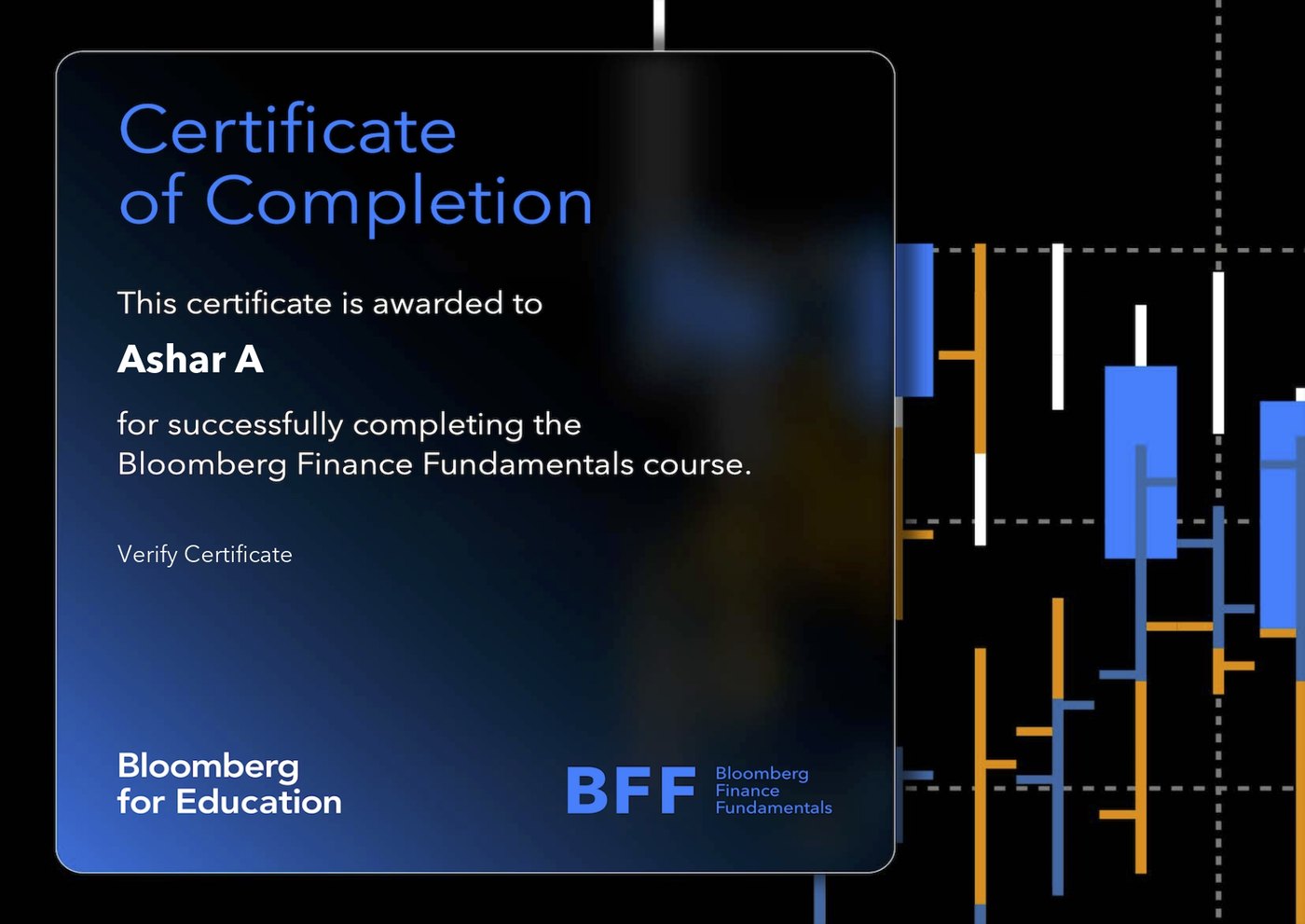 Bloomberg Finance Fundamentals certificate of completion